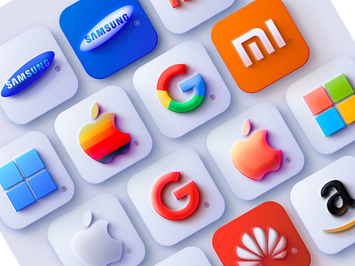 3D Icons company company logo google gui icon icons ios it logo mi ms samsung 그래픽