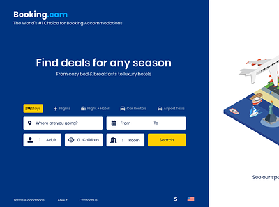 Booking.com landing page redesign illustraion landingpage redesign ui web