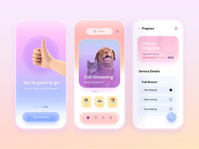 Pet Grooming App design pastel pet pet care pet grooming ui ui design uiux