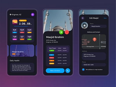 Mosque and Pray Time App colorful dark mode design light mode mosque pray pray time time ui