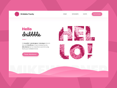Hello Dribbble! first shot hero section invite landing page thanks thanks for invite typography web web design wordpress