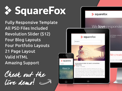 SquareFox Template clean design inspiration minimal page responsive template theme web website white