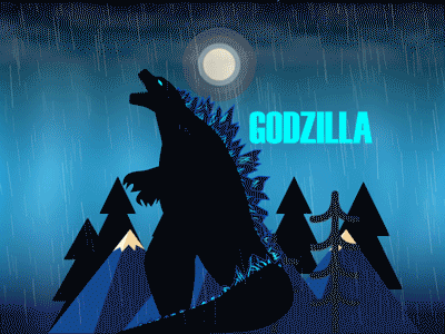 Weather UI with Godzilla animation design ui
