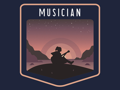 Musician Badge badge gradient illustration logo mountains patch