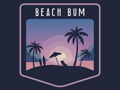 Beach Bum Badge badge blue gradient patch pink sunset