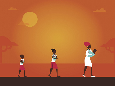 Education Carries Campaign Illustration #2 africa campaign doctor education girls gradient illustration sunset