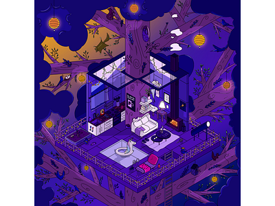 Tree House design designer dessin graphic design graphic designer graphisme graphiste illustration infographiste isometric art isometric design isométrie procreate webdesign webdesigner