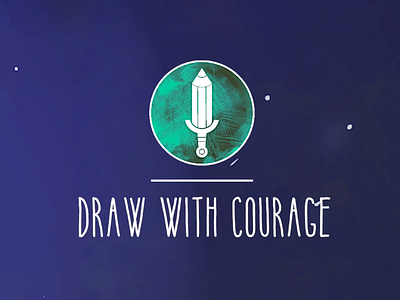 Draw with courage #1 brush character design courage learning logo pencil sword type