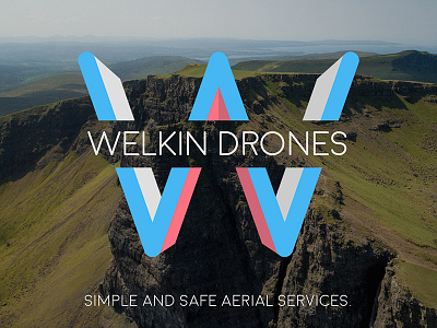 Welkin Drones - Launch aerial brand business drone landscape launch logo