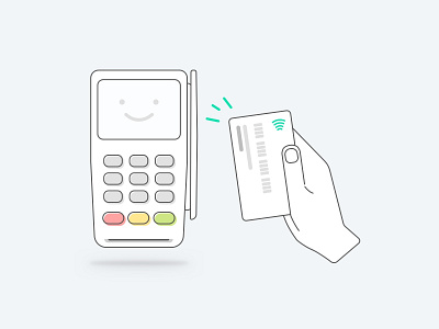 Payment Device w/Contactless payment card reader card terminal illustration payment payment device payments ped pos sketch vector