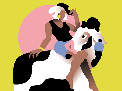 Cowgirl animal cow girl illustration vector vegan woman