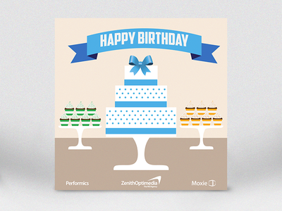 Company birthday card cards design flat illustration