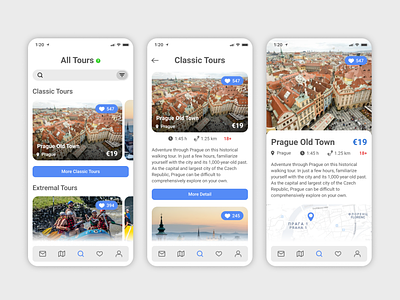 Tours App app application blue design interface tour travel ui ux