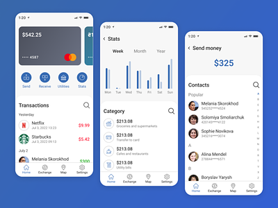 Banking App app application bank blue design finance interface template ui ux