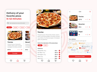 Pizza Delivery App app delivery design food interface pizza red ui ux