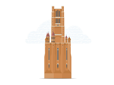 Cathédrale Sainte-Cécile d'Albi blanc brique illustration pierre rose rouge vector