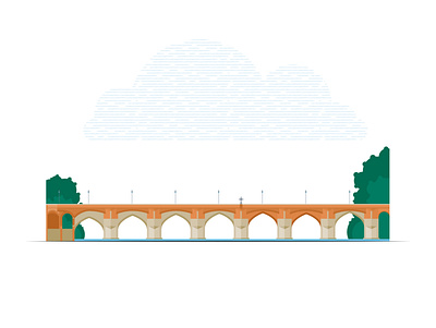 Pont vieux d’Albi blanc brique illustration pierre rose rougfe vector