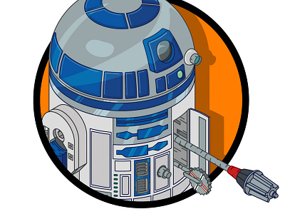 R2d2 blanc bleu illustration isomatric robot starwar