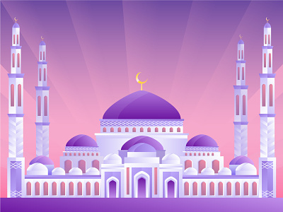 Ramadan Mubarak design illustration moon mosque muslim ramadan ramadan mubarak shine vector violet