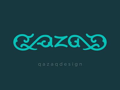 Logo Qazaq design blue design ethnic kazakh logo ornament qazaq typography