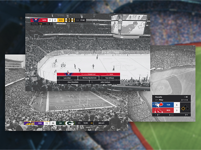 Sports Broadcast Interface Designs baseball broadcast design flat football hockey interface mlb nba nfl nhl sports tv