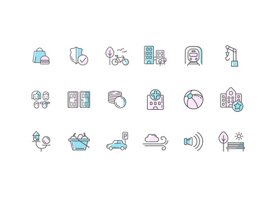 Icon Collection ✨ 2d design flat graphic design icon design icons illustration illustrator pastel themed icons ui vector web web icons