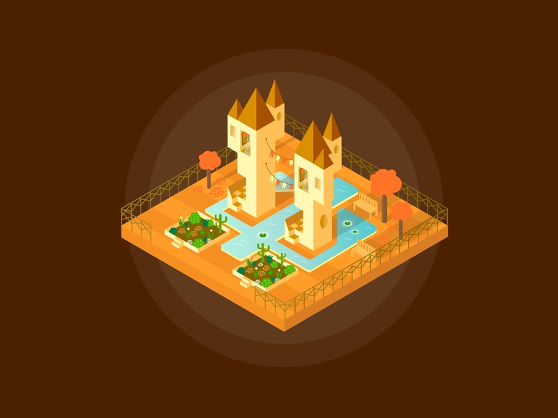 Isometric Castle 🏰 2d building flat flat design flat illustration graphic design icon illustration illustrator isometric isometric illustration isometry vector