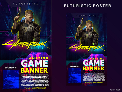 Futuristic Cyberpunk Game Poster  by Tanim Arafi