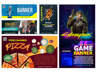 Amazing Banners And Posters by Tanim Arafi ads advertisement art banner concert fashion flyer food game gaming illustrator music photoshop poster promo promotion restaurant sports spotify work