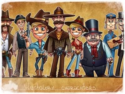 Westglory charachters charachters cowboy game illustration wild west