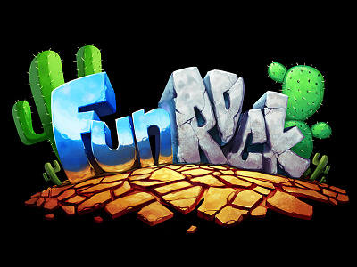 FunRock 2 2d art grass iamjoka illustration photoshop rock tree wacom