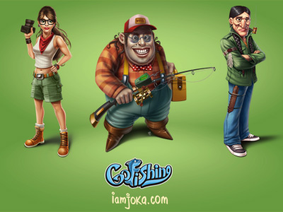 Go Fishing characters characters facebook fishing game go fishing illustrations process tutorial