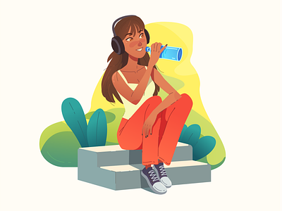 DRINKING design girl illustration landingpage vector