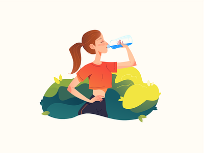water design girl illustration landscape vector