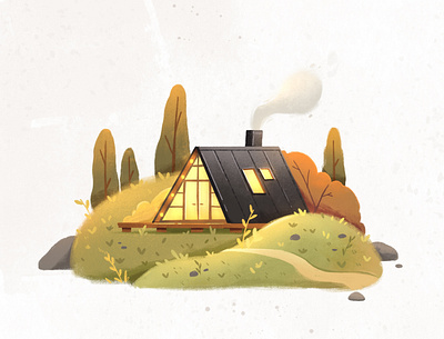 House illustration landscape