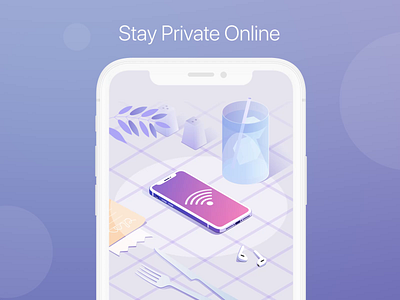 Stay Private Online adobe aftereffects animation app illustration motiongraphics onboarding onboarding screen onboarding screens onboarding ui phone privacy readdle spy ui welcome welcome screen wifi