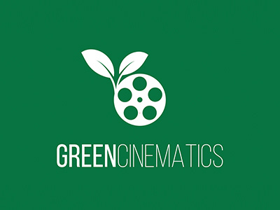 Green Cinematics Logo cinema cinematics film green leaf movie nature reel