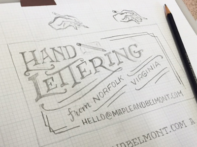 Business Card Idea lettering maple and belmont pencil sketch