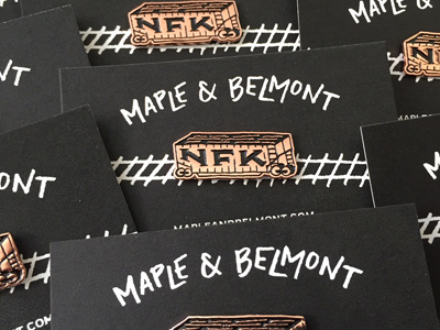 NFK Train Pin copper enamel pin illustration lettering nfk pin train
