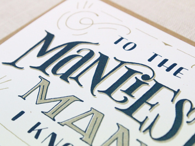 Manliest Card blue gold lettering man manliest screenprint