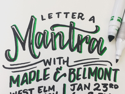 We Workshop lettering mantra markers workshop