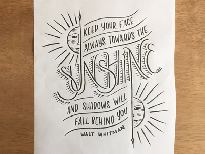Sunshine brush lettering illustration quote sunshine whitman