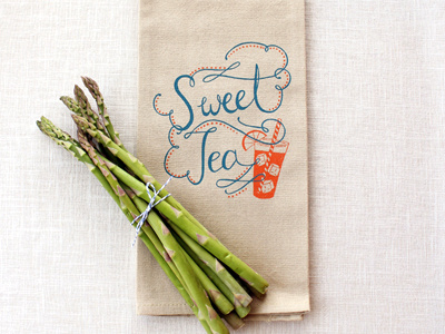 Sweet Tea Towel lettering print screen screen print tea towel