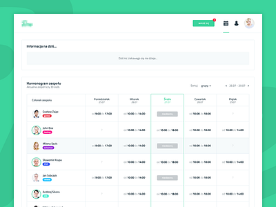 Company Timesheet Dashboard company dashboard simple team timesheet ui white