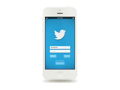 Twitter Login Concept form interface ios iphone login minimalism mobile twitter ui user interface