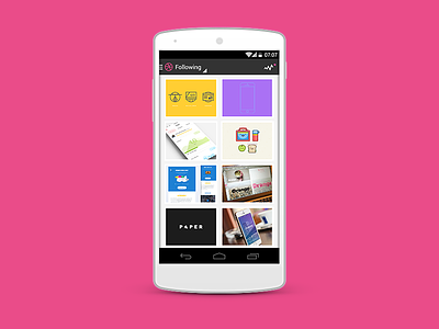 Dribbble on Android - Following Feed android app dribbble mobile mockup nexus 5 ui user experience user interface ux