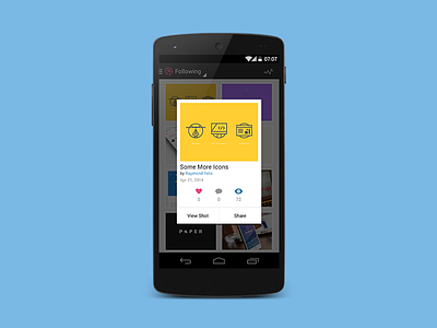 Dribbble on Android - Quick View android app dribbble mobile mockup nexus 5 ui user experience user interface ux