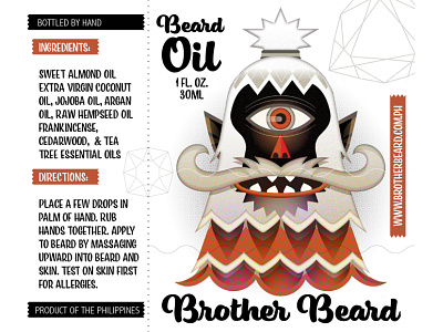bearded warrior cyclops character design affinity designer beard oil label bearded character vector illustration