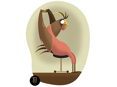 Stretching Rooster character illustration rooster