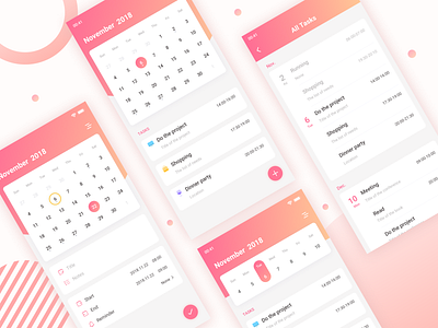 Calendar UI app bright calendar color design event reminder ui